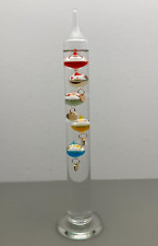 Vintage Galileo Glass Thermometer Floating Color Glass Balls Gold Tags 11” Tall picture