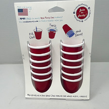 Red Party Cup Twist 'n Shot Reusable Stackable BPA-Free Shot Glasses 12pc 2oz picture