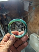 Guatemalan Blue Jadeite Bangle Bracelet 54.5mm x From Rough Guatemala Jade Slab picture
