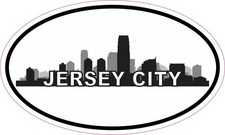 5x3 Oval Jersey City Skyline Sticker Tumbler Cup Luggage Car Window Bumper Decal picture