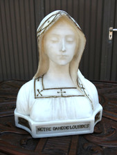 Antique Rare Alabaster Stone notre dame de lourdes madonna bust statue picture