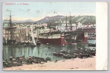 Vintage 1907 Genova Il Porto Italy Harbor Postcard with Sailing Ships picture