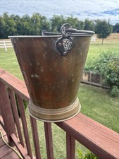 Antique Indian Brass Balti Bucket Footed Planter Vintage Water Pail 12.5