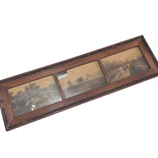 Antique Dark Wood Buffet Frame 3 Pane Gesso Scroll Design Victorian 10x32