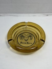 Vintage Ram's Horn Amber Glass Advertising Ashtray picture