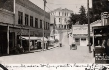 Nevada City CA California Street Scene Owl Saloon 1910 RPPC Photo Postcard COPY picture