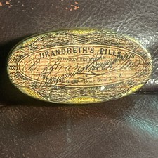 Antique Brandreth’s Pills Tin Early 1900’s Vintage Pill Box Apothecary picture