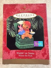 Vintage Hallmark Keepsake Winnie The Pooh Waitin' on Santa Handcrafted Ornament picture