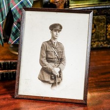 World War I Framed Antique Studio Photograph British Soldier Uniform Militaria picture