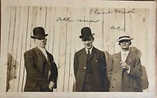 RPPC Flint Michigan Men Smoke Cigars Bowler Hats Real Photo Postcard c1920 picture