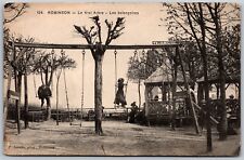 Vtg Robinson Paris France Le Vrai Arbre Les Balancoires Tree Swings Postcard picture