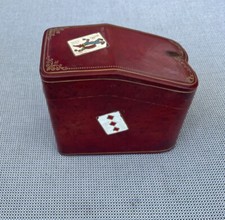 Antique VTG Italian Embossed Leather Playing Cards Deck Holder Box Piatnik picture