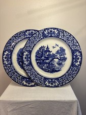 Vintage Swinnertons Olde Alton Ware Blue Pagoda Plates – Set of 2 – England picture
