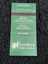 Vintage Ohio Matchbook “Alexander’s Food And Spirits” Lyndhurst • Euclid picture