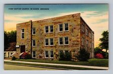 Dequeen AR-Arkansas, First Baptist Church, Religion, Vintage Souvenir Postcard picture