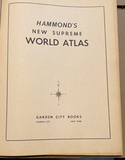 Hammond's New Supreme World Atlas Great Maps Hardcover 1954 Color Maps picture