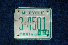 1974 Montana MOTORCYCLE License Plate picture