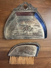 Vintage Japanese Table Crumb Catcher/Silent-butter Set, tray & matching Brush picture
