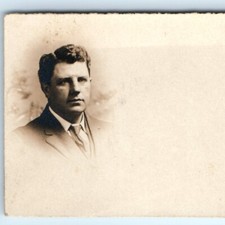 Vtg c1910s Man Portrait Real Photo Calling Card Antique 3.25