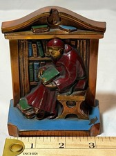 Antique 1922 L.V. Aronson Ronson Monk Reading Library Bookend LVA Single picture