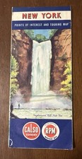 1952 New York Road Map Calso Gas RPM Motor Oil Taughannock Falls State Park VTG picture