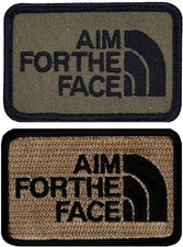 Aim for the Face Embroidered Morale Patch - 2PC 3 X 2 Inch Hook Fastener Backing picture