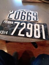 1909 & 1914 PENNSYLVANIA license plates  20669 &72981 picture