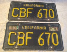 Pair Of 1963 California License Plates EBF 670 picture