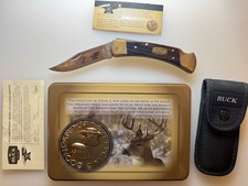 2014 Buck 110 Boone Crockett 50th Anniversary Folding Hunter Knife Tin USA picture