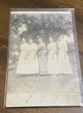 Antique RPPC Photo Postcard 5 Women Identified Names Tillie Anna Alma Alvina picture