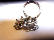 1996  Pewter KITTY CAT  WITH  ON HER BACK KEY CHAIN NEW OLD STOCK 2