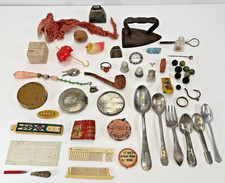 1920s–1950s Vintage Personal Keepsake Box Mixed Small Curios Untouched Lot picture