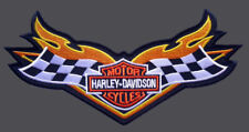 HARLEY DAVIDSON CHECKER FLAG EMBROIDERED RACING RETRO 7-Inch PATCH.  picture