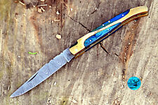 CUSTOM HANDMADE FORGED DAMASCUS STEEL FOLDING POCKET KNIFE EDC SURVIVAL 1259 picture