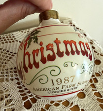 Hallmark Christmas 1987 American Farm Scene Currier & Ives Round Ornament picture