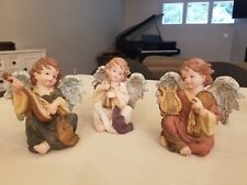 Vintage Three Hands Corp. Set Of (3) Seated CHERUBS W/ Musical Instruments 8