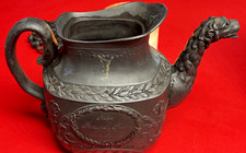 Antique Black Basalt Wellington Commemorative Teapot Spout 1813 As Is No Lid picture