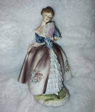 Vintage Lefton China figurine Lady fan porcelain roses hand painted Japan picture