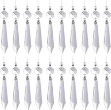 20 Pcs Clear Crystal Chandelier Icicle Prisms Replacement Parts for Lamp Decore picture