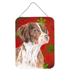 Caroline's Treasures Brittany Red And Green Snowflakes Holiday Christmas Wall picture