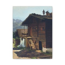 Karl Maria Schuster (1871-1953) Blockhaus in der Ramsau - Canvas Wall Art picture