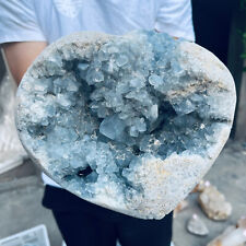 15.7lb Natural Blue Celestite Crystal Geode Quartz Cluster Mineral Specimen picture