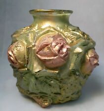LOVELY and RARE Antique “Goofus” Glass Vase With Original Paint  picture