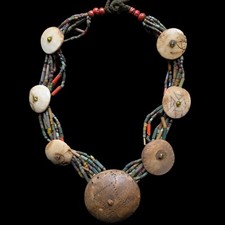 Antique Naga Conch Shell Bead Necklace Tribal Headhunter Adornment Ethnographic picture