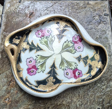 Vintage Japanese Trinket Dish Gilded and Hand Painted 7