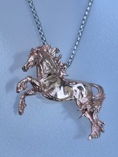 Baroque Breed Horse Bronze Pendant & Stainless Steel chain Equestrian Jewelry picture