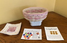 Adorable Longaberger 2003 WhiteWashed Pink Horizon of Hope Basket 5.5