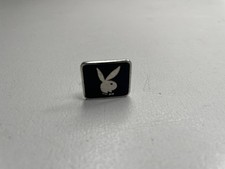 Vintage 1970's Playboy Bunny Enamel Stud Pin/Tie Tack - Black and Silver picture