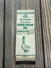 THE DUTCH GOOSE Topeka Kansas 1930s 1940s Top Hat Goose Vintage Matchbook picture