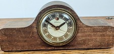 Vintage Telechron Electric Wood Mantel Clock Art Deco Brass Glass USA picture